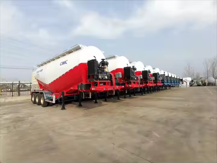 CIMC 3 Axis High Strength Powder Tanker With Diesel Engine Unit Semi ...