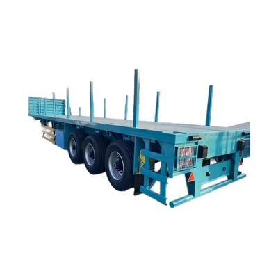 CIMC's latest design of high-strength three-axle flat semi-trailer with column