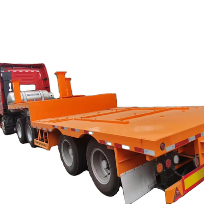CIMC 40/ 45ft 2 Axle space frame structure of high-strength steel 16Mn steel welded longitudinal beam Entensible Flatbed Trailer