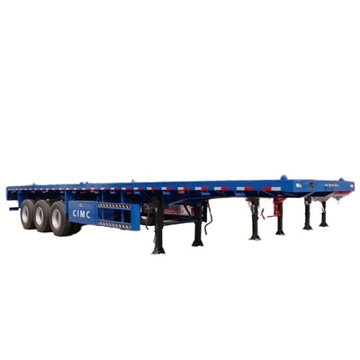 China CIMC tri axis tow for heavy duty 20 or 40 feet equipment air suspension van cargo transporter tank semi flatbed trailer