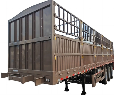 CIMC iron material 3 axles 40-80 Tons Capacity Stake Type Heavy cargo van type High Fence Warehouse Semi truck trailer