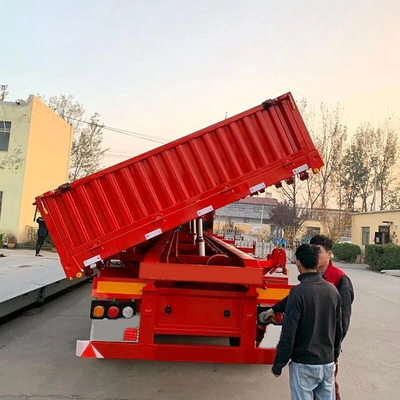 Efficient Loading And Unloading Cargo Tri-axle Side Tipper Trailer 70 Tons Heavy Loads Dump Trucks