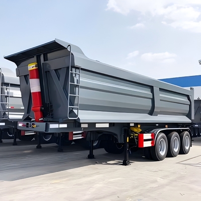 3 Axle 60 Ton U-shaped Grey Half Pipe Tipper Trailer Heavy Dump Truck