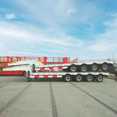 CIMC 4 Lines 8 Axles 110 Ton Adjusted Height With Container Locks Extendable Low Bed Trailer