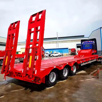 Chinese 3 Axle 14m Transport Heavy Vehicles Mining Forestry Machinery Low Bed Semi Trailer