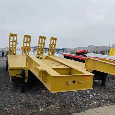 Heavy Duty 8 Axle Lowboy Lowbed Trailer Transport Heavy Machines Steel Semi Trailer with Hydraulic Ladder