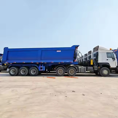 CIMC Hydraulic Box Dump Semi Trailer 60 Cbm Dumper Price Tipper 50 80 100 Ton 4 Wheel Semi-Trailer