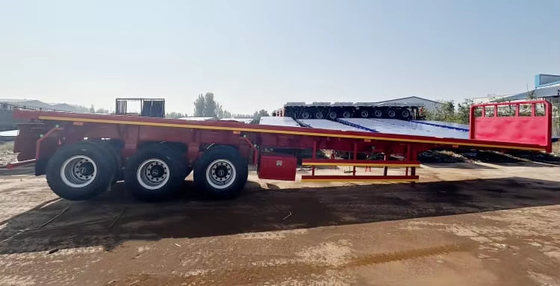 China 3 Axle 20ft 40ft Container Trailer Cargo Flat Bed Flatbed Semi Trailer With Container Lock