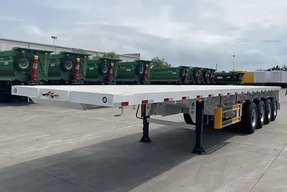 12 Set Twist Lock Flatbed Semi Trailer For 30T To 100ton Capacity And Truck Trailer