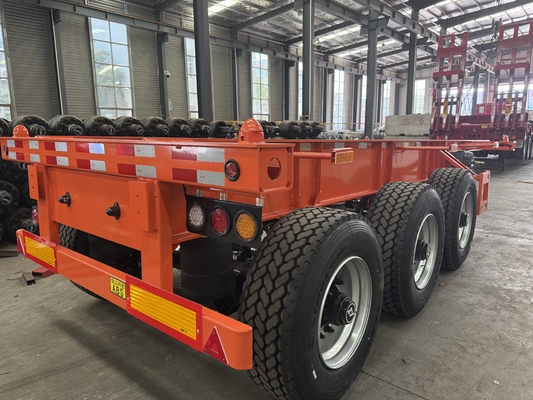 Large single tires with air suspension 3 Axles 20ft 40ft 45ft Container Transport Steel Skeleton Semi Trailer